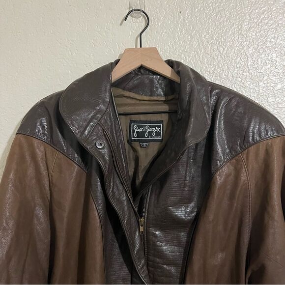 Vintage Gino di Giorgio By Comint Brown Leather Bomber Jacket Coat Size S - Picture 10 of 15